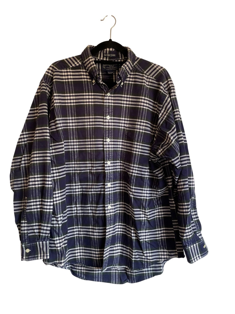 Abercrombie & Fitch The Big Shirt Cotton Navy & White Plaid Shirt NWOT